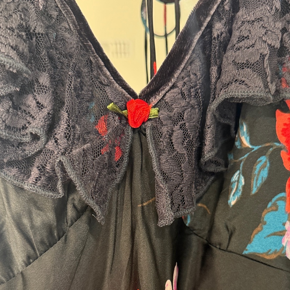 Free People Black and Red Floral Backless Dress - Picture 4 of 9